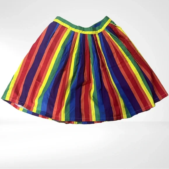 ModCloth Rainbow/Pride Midi 100% Cotton Skirt Size XL EUC - Picture 3 of 10